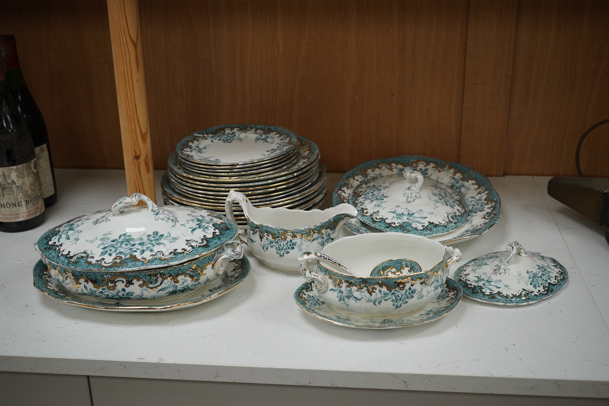 A Staffordshire pottery ‘’Haddon’’ pattern part dinner service. Condition - fair to good